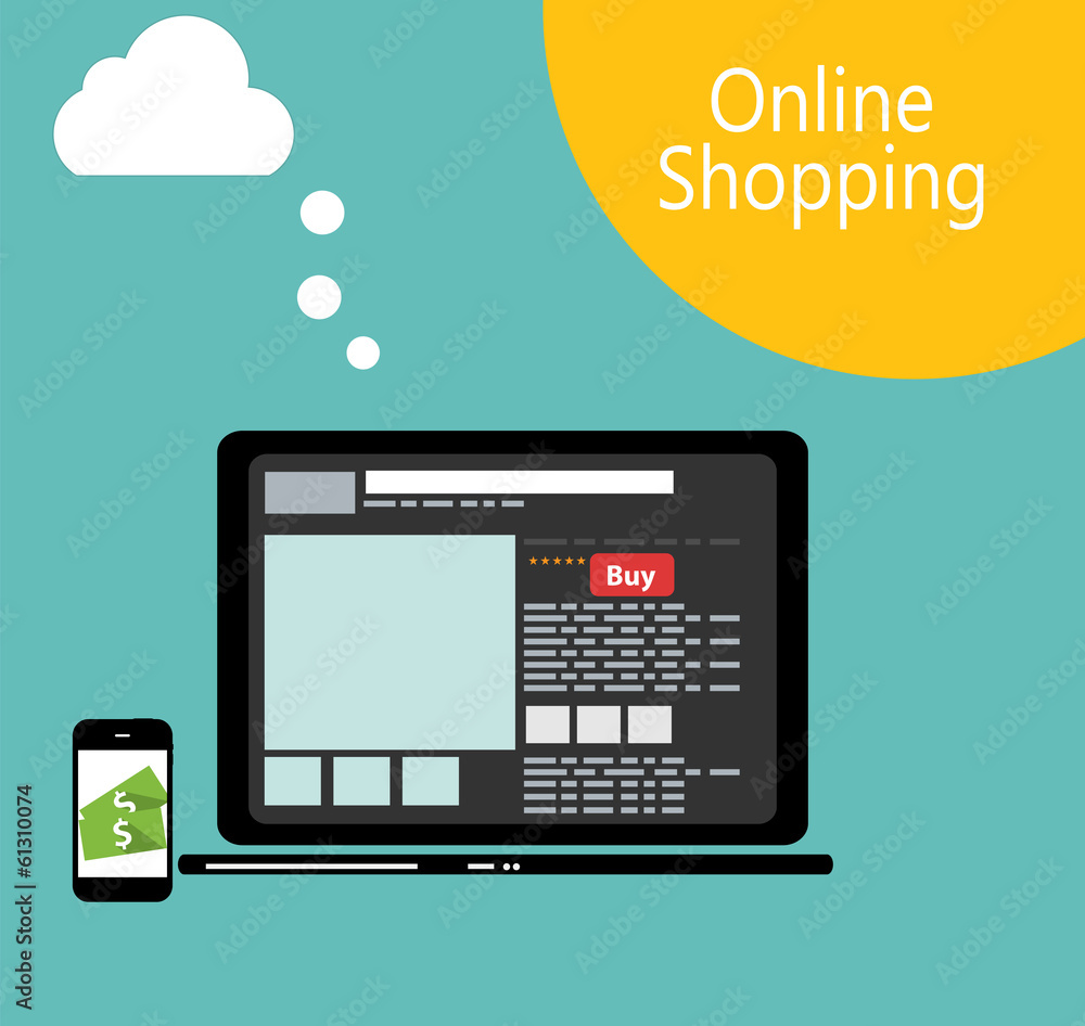 Online Shopping Flat Concept Vector Illustration Online Shopping Flat Concept Vector Illustration