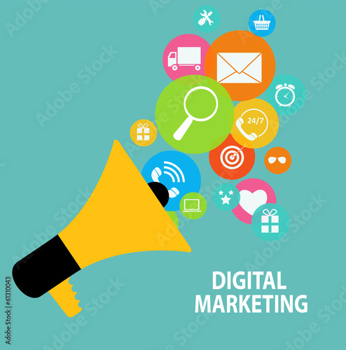 Digital Marketing Concept for Different Electronic Devices. Vect