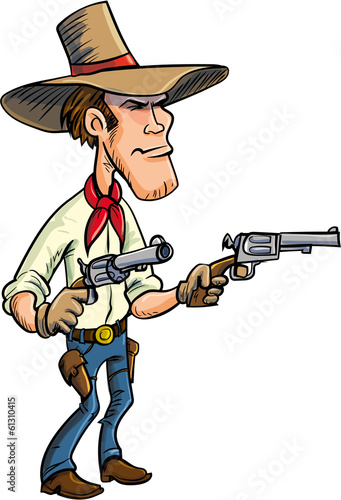 Cartoon cowboy drawing guns