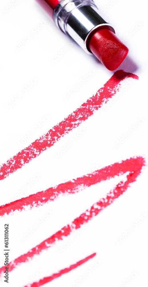 Red lipstick with trace