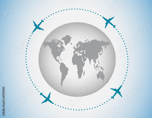 Globe and airplanes
