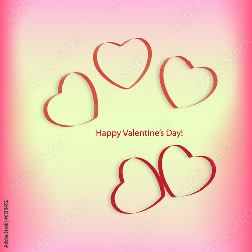 Hearts on a pink and yellow background on Valentine's Day