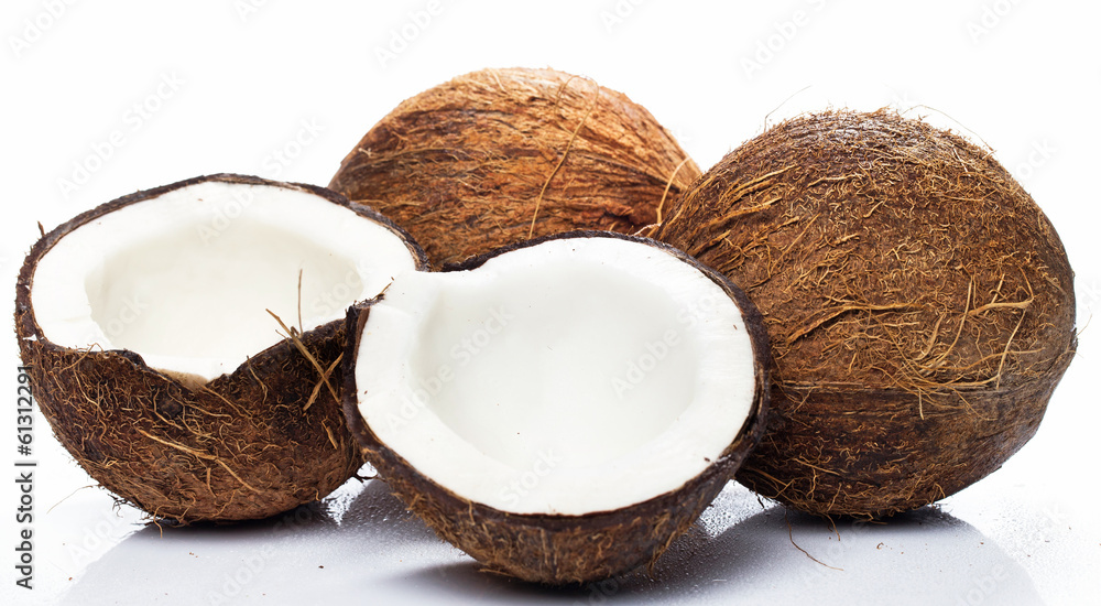 Coconuts on white background Coconuts on white background