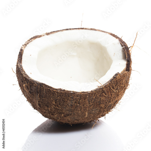 Coconuts on white background