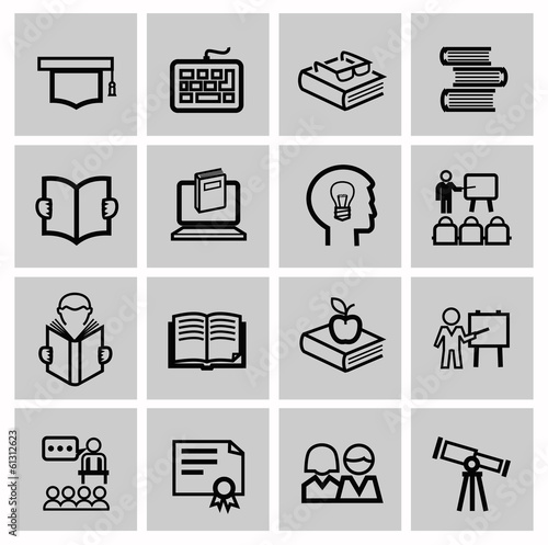 vector black higher education icons