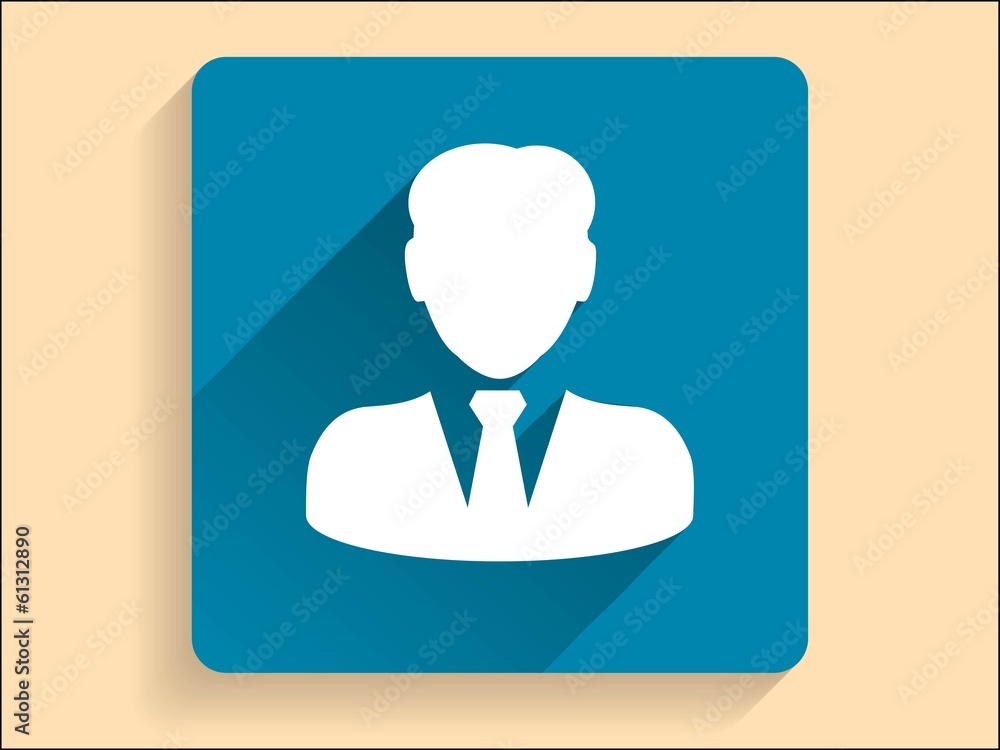Vector Flat long shadow icon of businessman