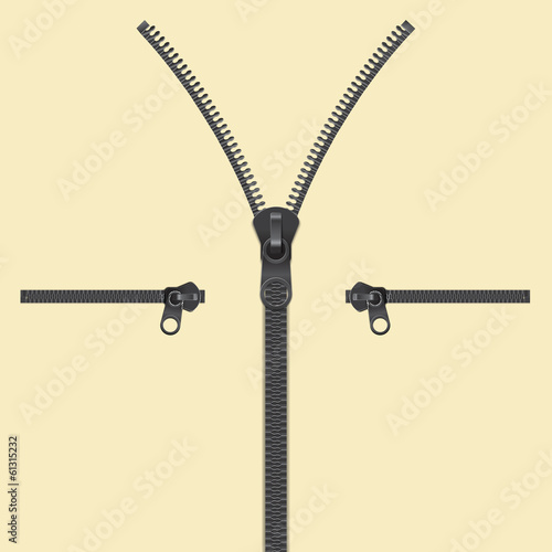 Realistic zipper template vector illustration