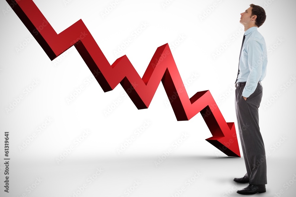 Composite image of serious businessman standing with hands Composite image of serious businessman standing with hands