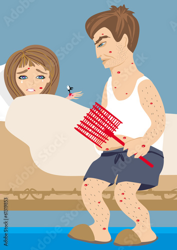 angry man trying to kill a mosquito