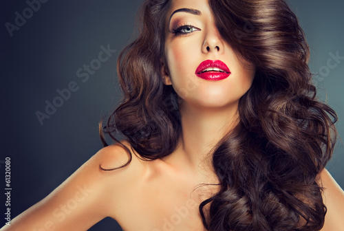 Model with beautiful curle  hair #61320080