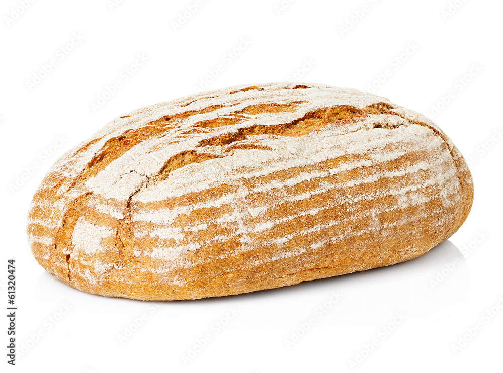 Large loaf of rye bread isolated on white Large loaf of rye bread isolated on white