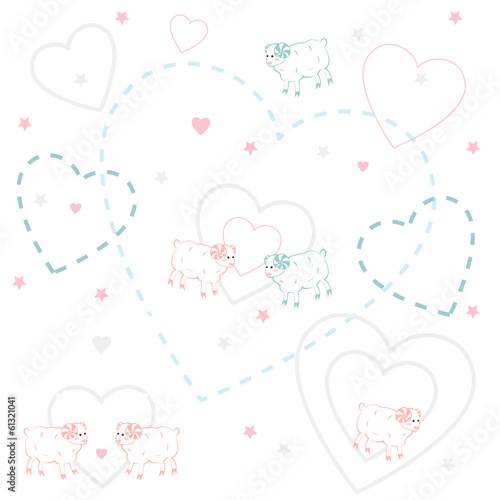 Seamless pattern with sheep . Vector  illustration.