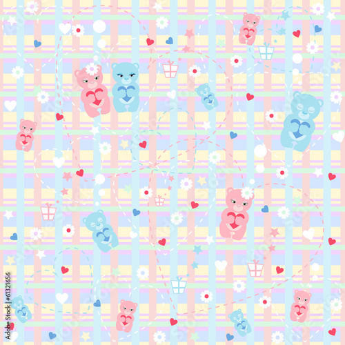 Seamless pattern with a cute bears. Vector illustrations.