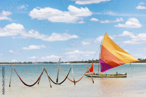 sail boat and hammocks at the Paradise Lake (Jericoacoara) photo