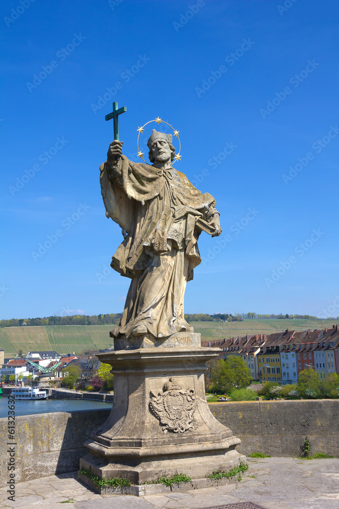 Statue of St John of Nepomuk in Wurzburg, Germany.