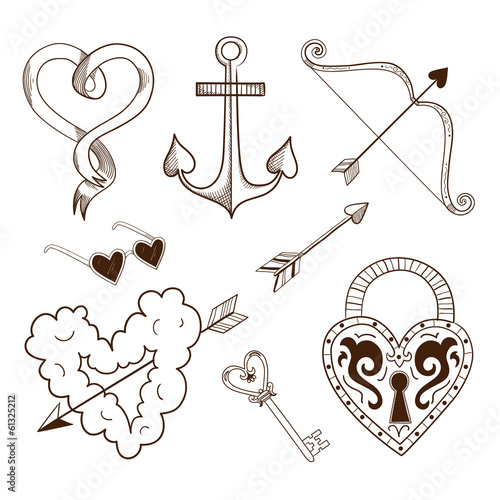 Collection of sketch vector elements photo