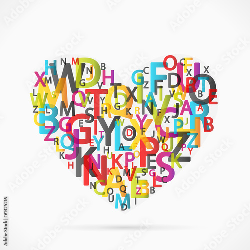 Abstract letter soup heart