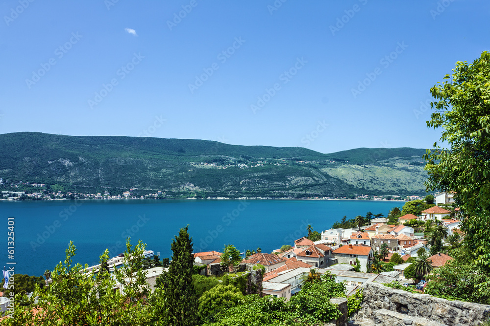 Kotor bay, Montenegro. Panoramic view on town
