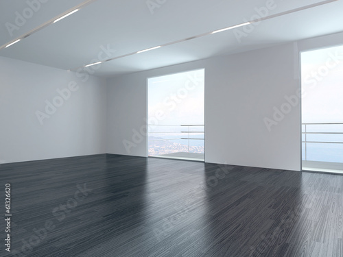 A 3D Rendering of empty white living room