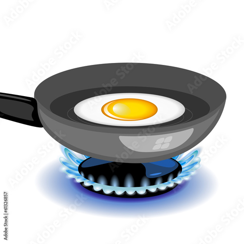 Vector fried egg on a frying pan