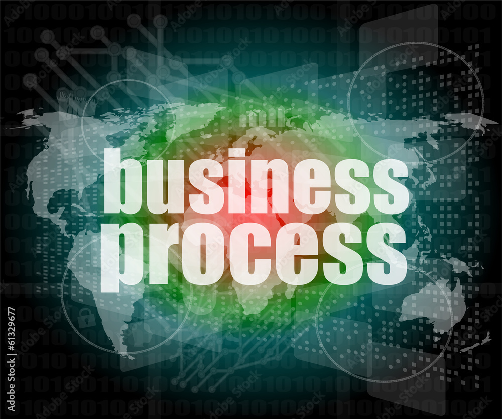 business process word on digital screen, control interface
