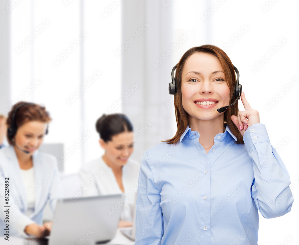 friendly female helpline operator at office friendly female helpline operator at office