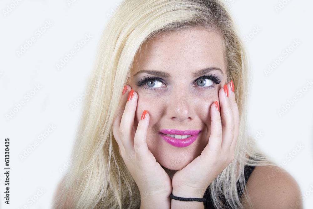 Young blonde woman falling in love Young blonde woman falling in love