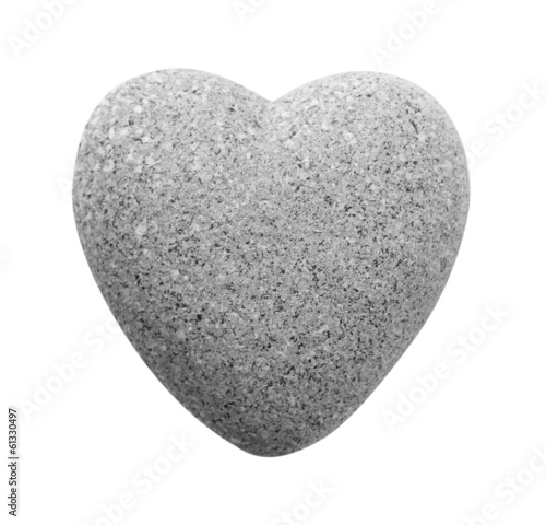 Grey stone in shape of heart, isolated on white