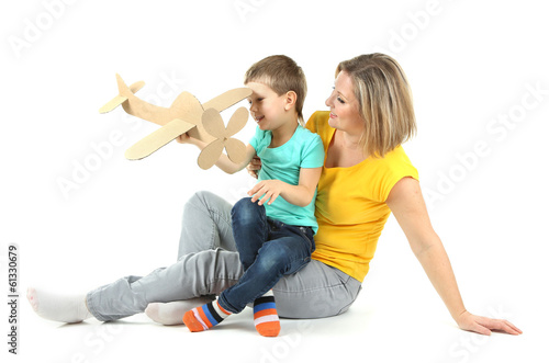 Beautiful mom with little d...