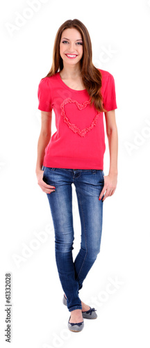 Attractive woman isolated o...
