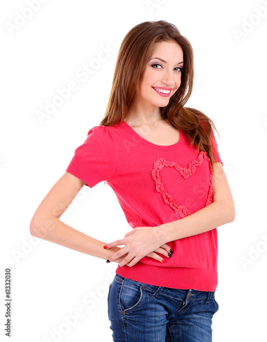 Attractive woman isolated o...