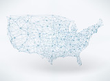 Abstract telecommunication USA map