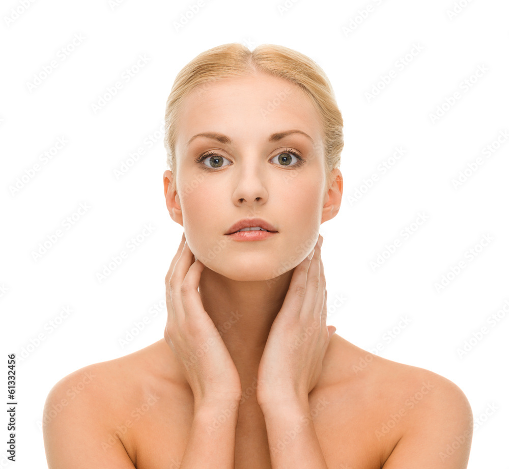 beautiful woman touching her face skin beautiful woman touching her face skin