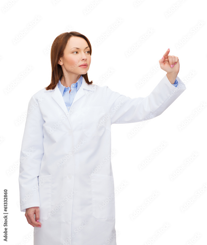 doctor pointing to something or pressing button doctor pointing to something or pressing button