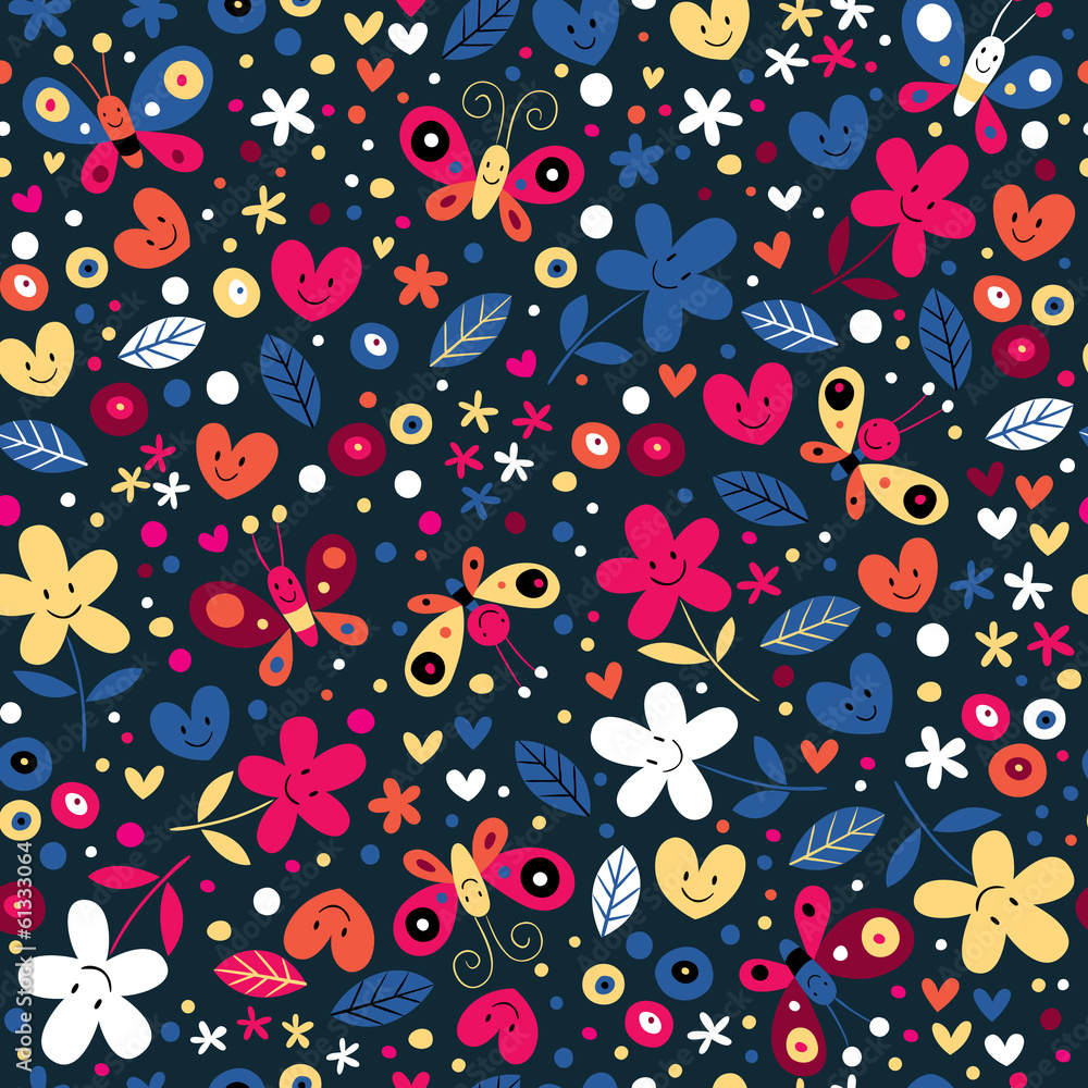 cute butterflies, hearts and flowers pattern cute butterflies, hearts and flowers pattern