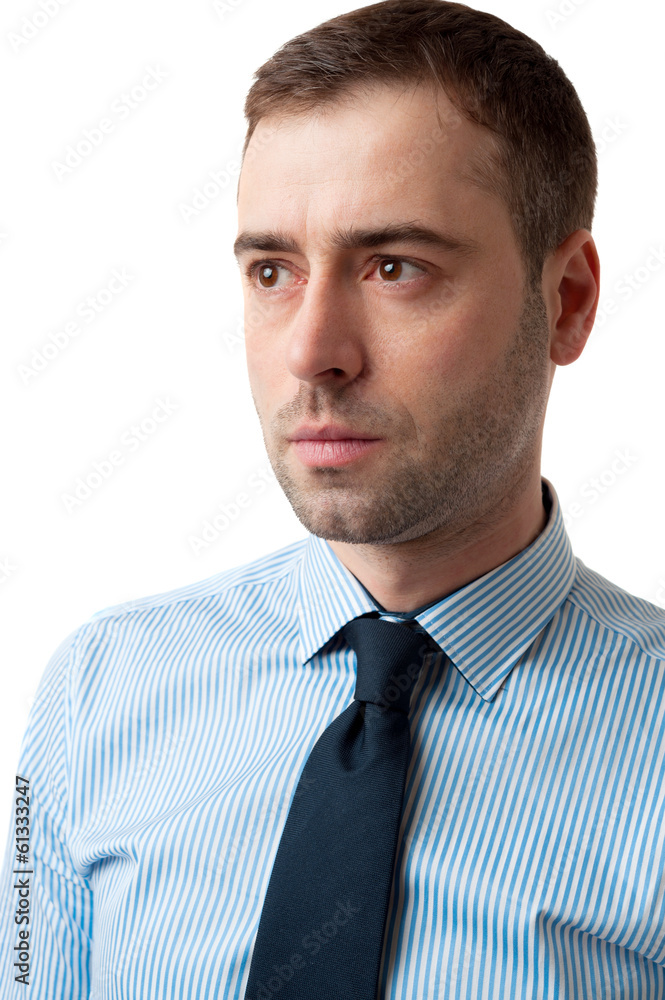 Close-up portrait of serious business man on white background Close-up portrait of serious business man on white background