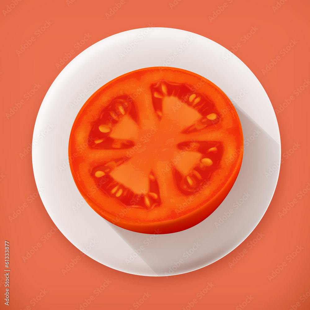 Slice of tomato, long shadow vector icon Slice of tomato, long shadow vector icon