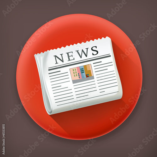 Newspaper, long shadow vector icon