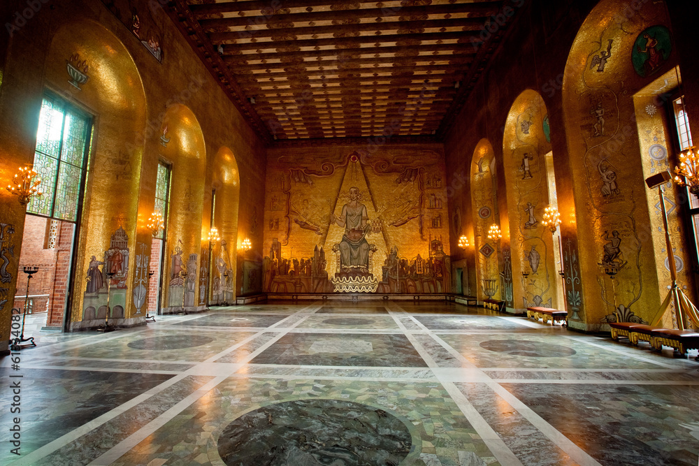 Interior of Golden Hall of the Stockholm City Hall, Sweden