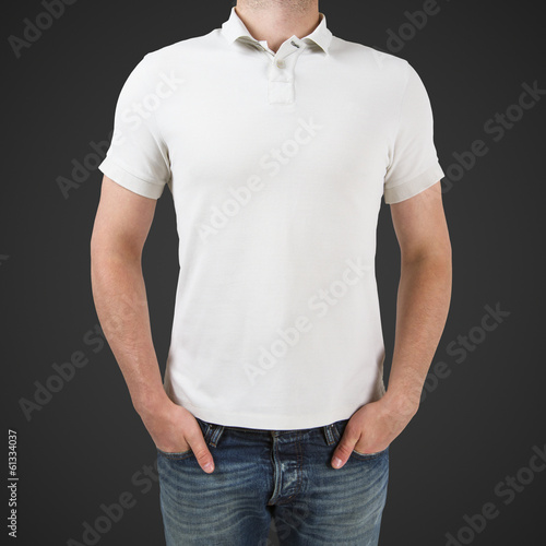 man in white polo t-shirt