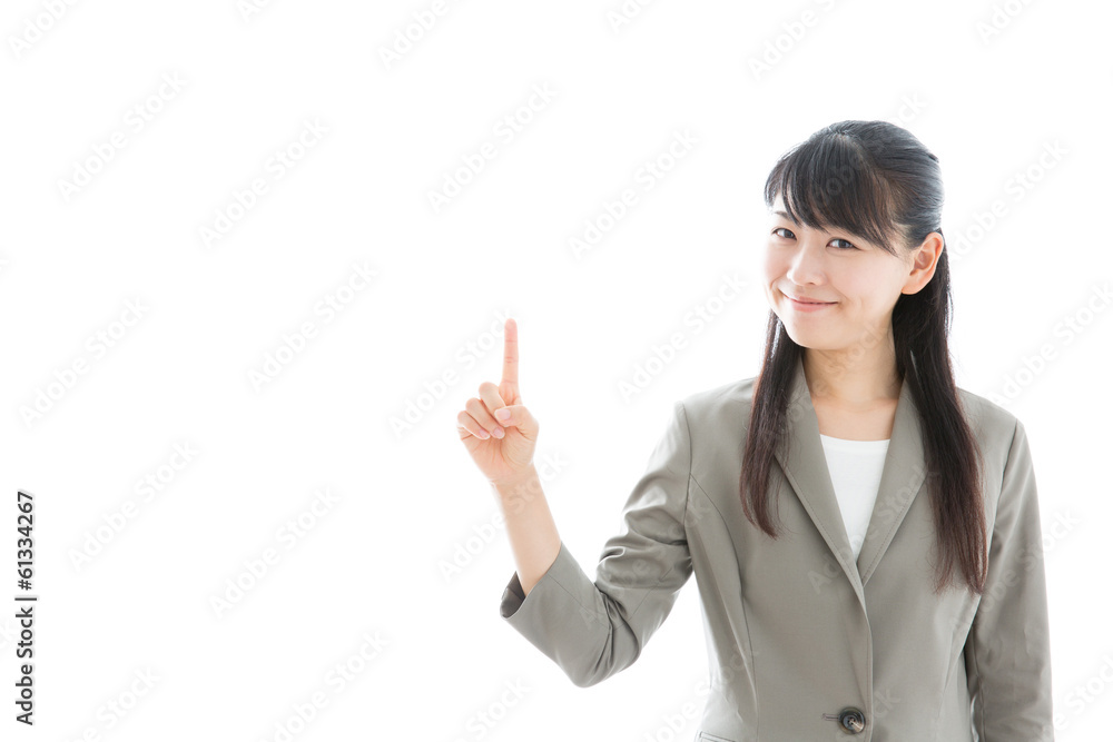 young asian businesswoman showing on white background young asian businesswoman showing on white background