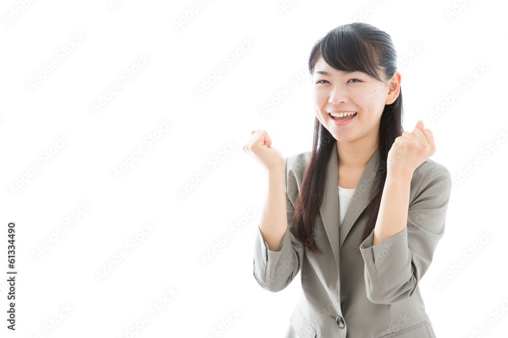 young asian businesswoman cheering young asian businesswoman cheering
