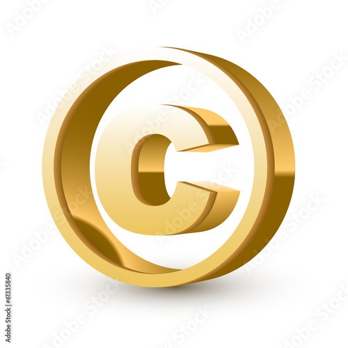 golden glossy copyright symbol