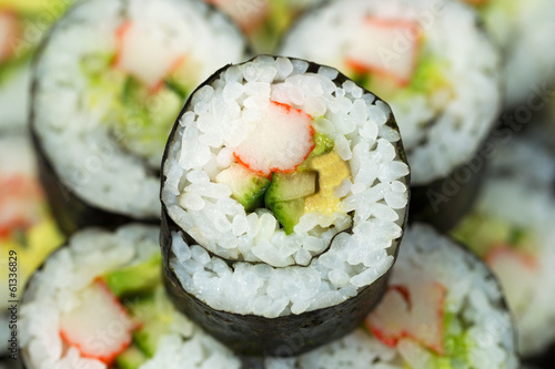 Macro Shot of California Sushi Roll