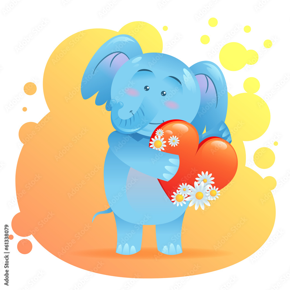 Elephant pet isolated holding heart Elephant pet isolated holding heart