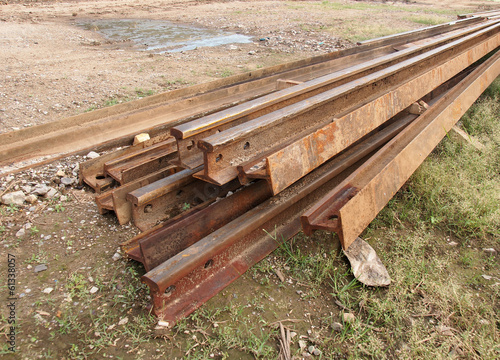 Old corroded railway steel beam