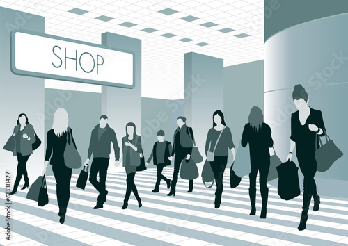 People in shopping center