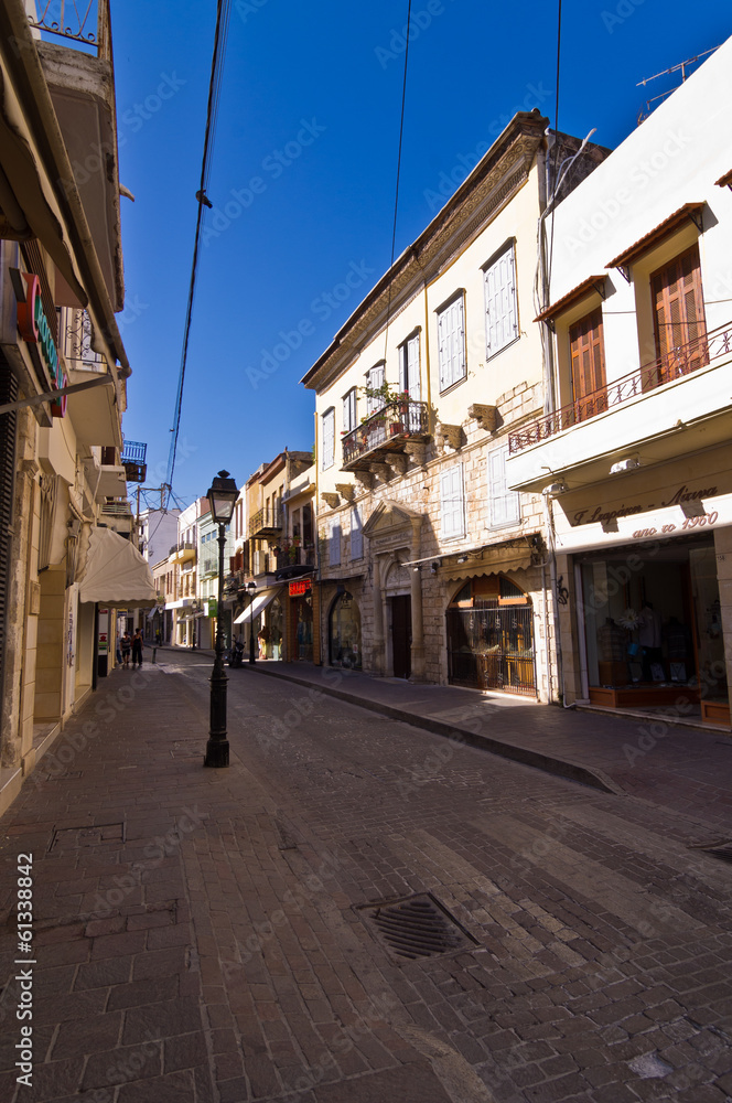 Street with shops at the old part of the city Rethymno, Crete