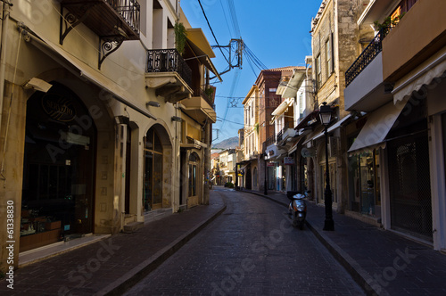 Street with shops at the old part of the city Rethymno, Crete