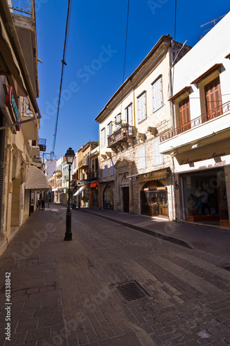 Street with shops at the old part of the city Rethymno  Crete